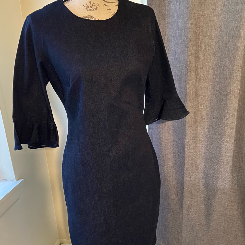 Banana Republic Black Sheath Dress with Ruffle Sleeves